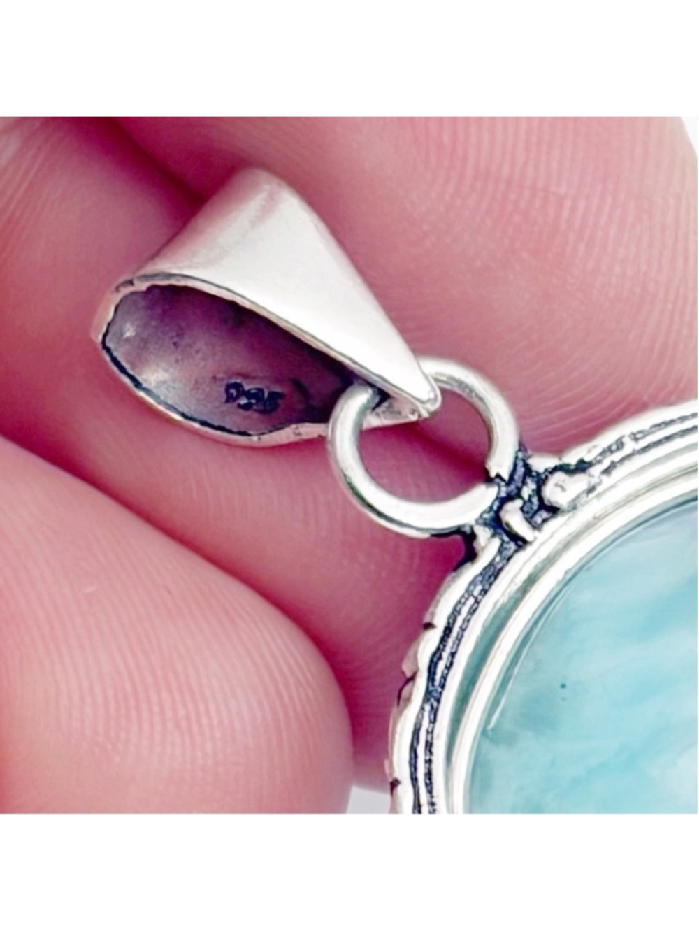Jewelry Set Lot Blue Larimar Pendant Turquoise Chain 925 Sterling Silver Overlay - Picture 6 of 9